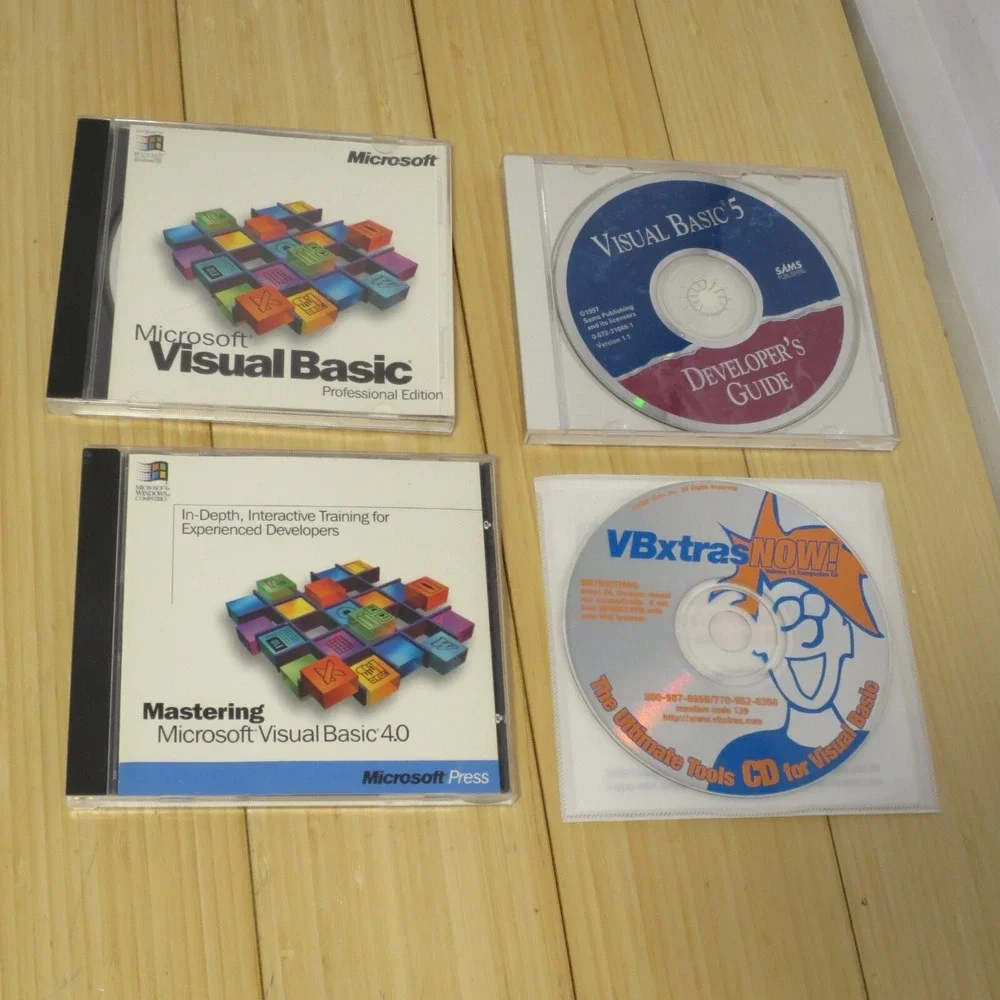 Microsoft Visual Basic Professional 1.0, 4.0, with VB Extras CD & VB 5.0 dev CD‎